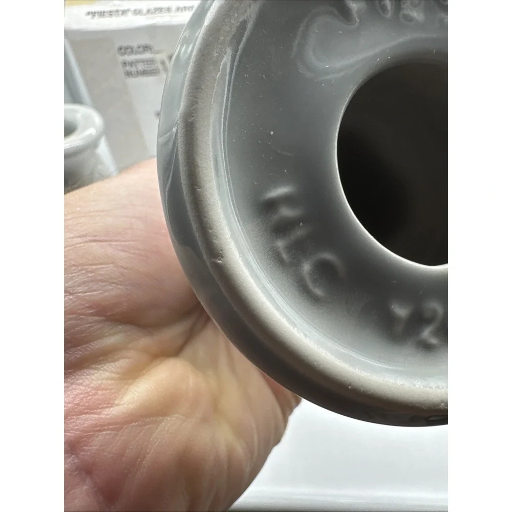 Fiesta  GRAY PEARL TAPERED CANDLE HOLDERS With Box